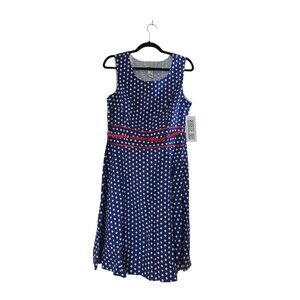 Signature by Robbie Bee Dress Women's size 10 Sleeveless Blue Polka Dot